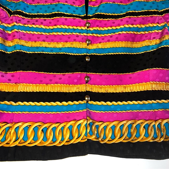 Adrianna Papell Vintage 100% Silk Baroque Print Jacket Sz 14 - Picture 5 of 13